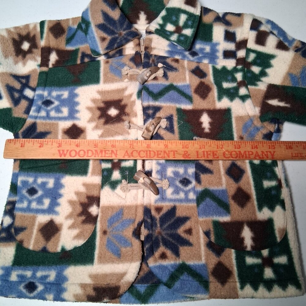 Vintage 1990s Cherokee Fleece Jacket Youth 6 Quilt Pattern Snowflake Gorpcore - Picture 4 of 15